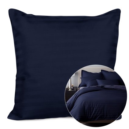 poszewka satyna bawelna cizgili navy blue 40x40