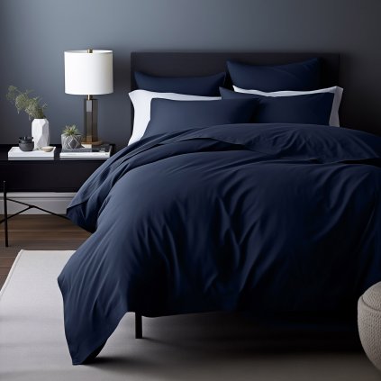 posciel satyna bawelniana ciemny granat 026 140x20