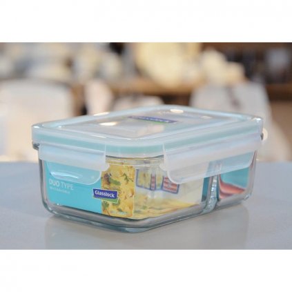 glasslock pojemnik duo prostokatny blekit 670ml