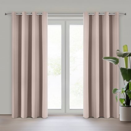 ZATEMŇOVACÍ ZÁVĚS NA KROUŽCÍCH LOGAN 135X250 CM PÚDROVÁ