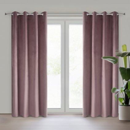 ZATEMŇOVACÍ ZÁVĚS NA KROUŽCÍCH PIERRE 140X250 CM PÚDROVĚ RŮŽOVÁ