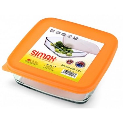 simax miska kwadrat z pomaranczowa pokrywka 21cm