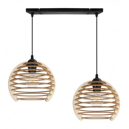 lampa wiszaca z drewanianym kloszem na listwie timber