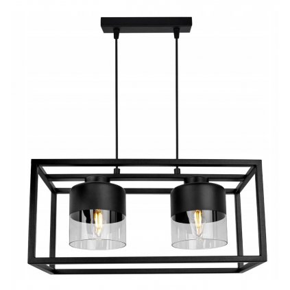 modernistyczna metalowa lampa wiszaca roma cage z kloszami ze szkla