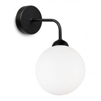 minimalistyczny klasyczny kinkiet scienny z mlecznym kloszem