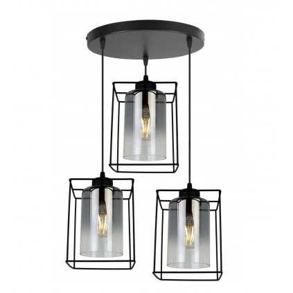 lampa wiszaca hella cage z podluznymi kloszami z przydymionego szkla