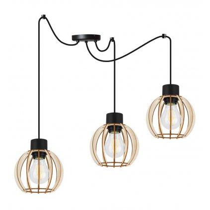 designerska lampa wiszaca spider timer z drewnianymi kloszami kule