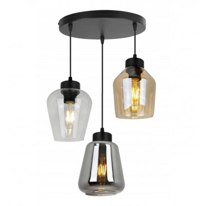 elegancka lampa wiszaca rijeka szklane klosze na okraglej podsufitce