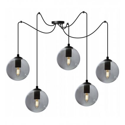 nowoczesna wiszaca lampa regulowana typu pajak ze szklanym kloszem