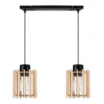 stylowa lampa sufitowa na listwie timber z drewnianymi kloszami walec