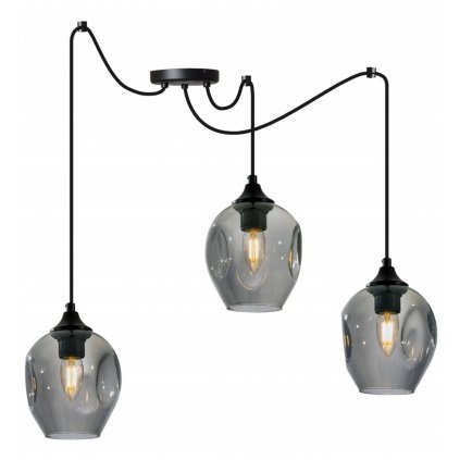 nowoczesna lampa wiszaca ze szklanymi kloszami typu pajak