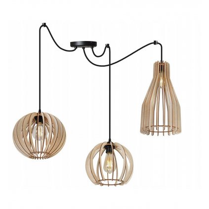 drewniana lampa timber pajak z roznymi ksztaltami kloszy