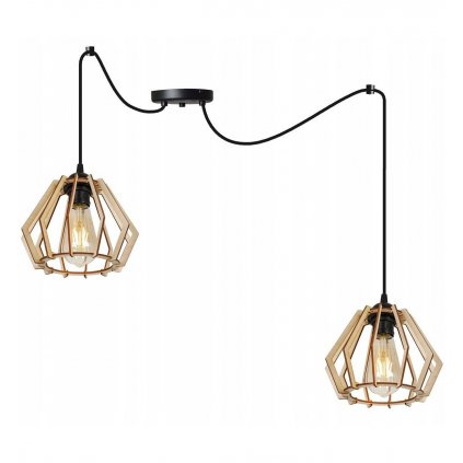 lampa timber pajak w stylu boho z kloszami z drewna