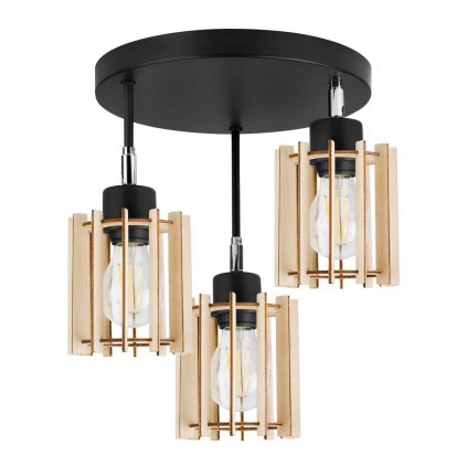 nowoczesna lampa sufitowa na podsufitce timber drewniane klosze