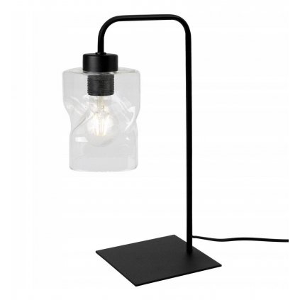 nowoczesna lampa stolowa z przezroczystym kloszem wykonanym ze szkla