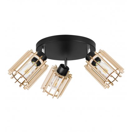 nowoczesna lampa reflektory na podsufitce timber drewno