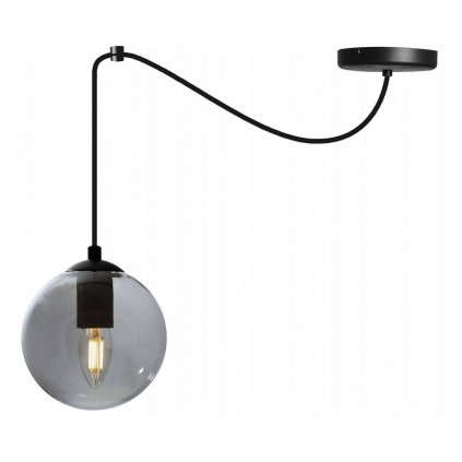 lampa wiszaca o jednym zrodle swiatla ze szklanym kloszem