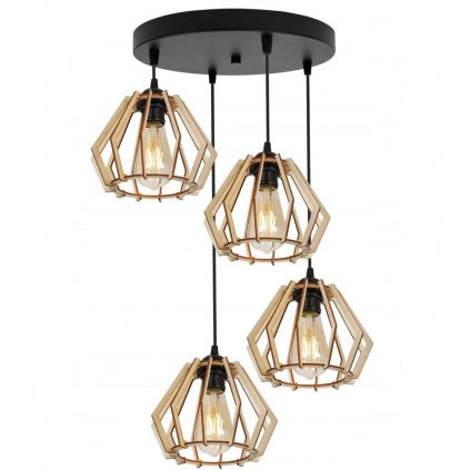 lampa wiszaca timber drewniane azurowe klosze w ksztalcie diamentu