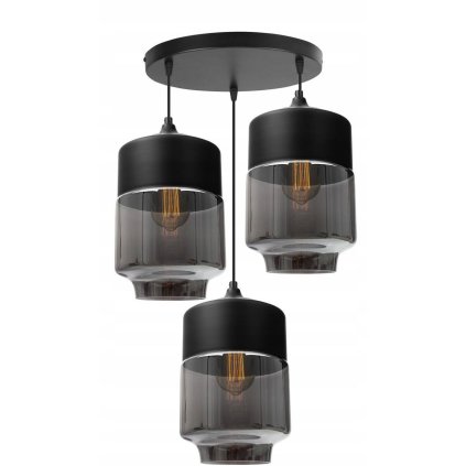 nowoczesna lampa o trzech zrodlach swiatla ze szklanymi kloszami