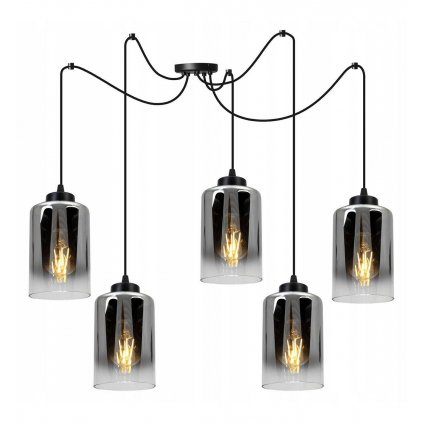 nowoczesna lampa wiszaca w stylu loft ze szklanymi kloszami