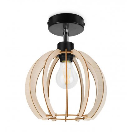 nowoczesny kinkiet drewniany kulisty klosz timber