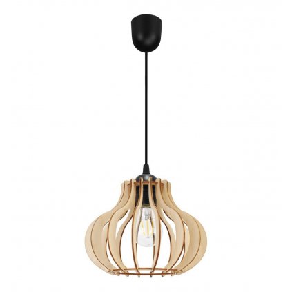 nowoczesna lampa wiszaca timber klosz drewniany