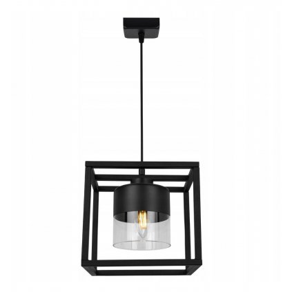 minimalistyczna metalowa lampa wiszaca roma cage ze szklanym kloszem