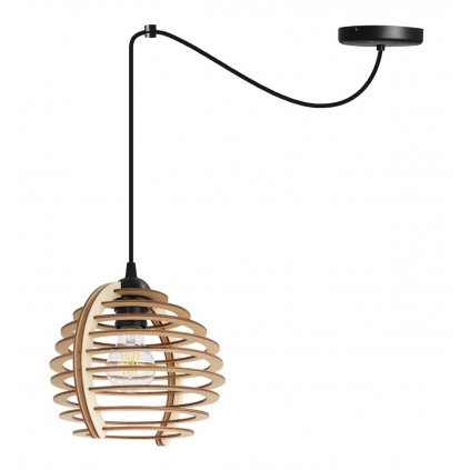 lampa wiszaca z drewanianym kloszem zyrandol spider timber