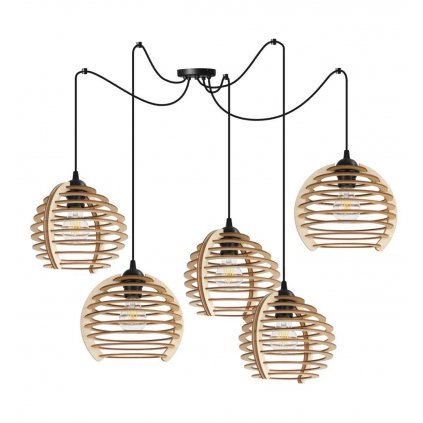 lampa wiszaca drewniane klosze rustykalna spider timber