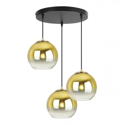 nowoczesna lampa wiszaca zlote klosze na podsufitce bergen gold