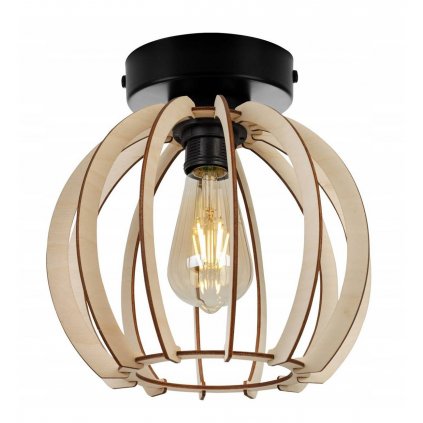 drewniany reflektor sufitowy lampa timber z kulistym kloszem