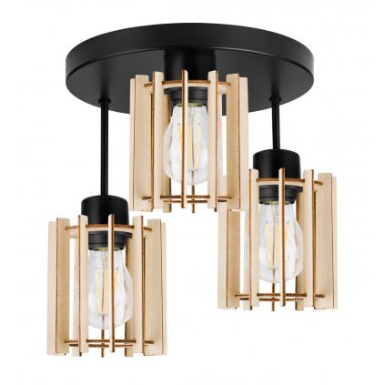 nowoczesna lampa wiszaca na podsufitce timber drewno