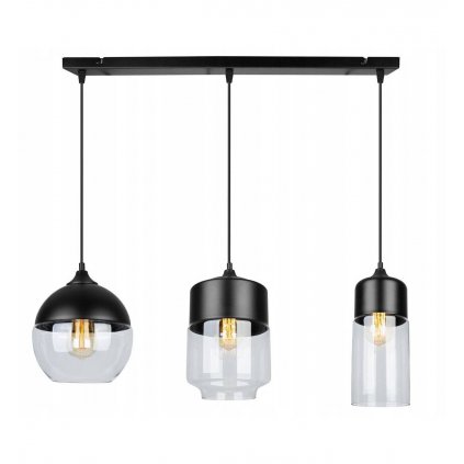 nowoczesna lampa wiszaca z asymetrycznymi szklanymi kloszami