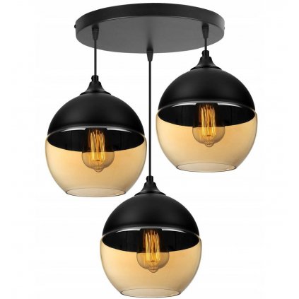 loftowa lampa wiszaca z kloszami z miodowego szkla w nowoczesnym stylu