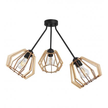 nowoczesna lampa wiszaca trio timber drewniane klosze