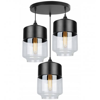 wiszaca lampa w stylu loft z kloszami ze szkla o podluznym ksztalcie