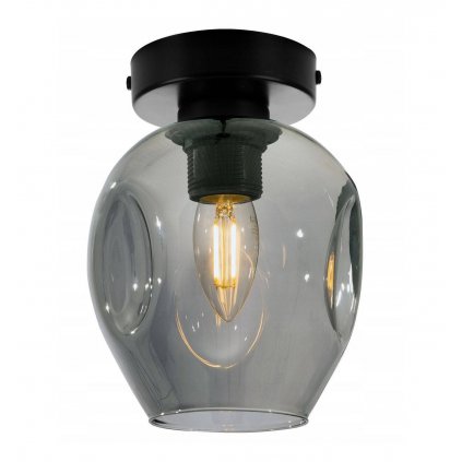 modernistyczny spot lampa sufitowa z grafitowym szklanym kloszem