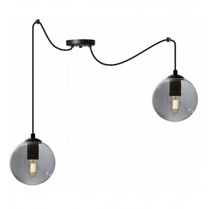 lampa wiszaca typu loft ze szklanym kulistym kloszem