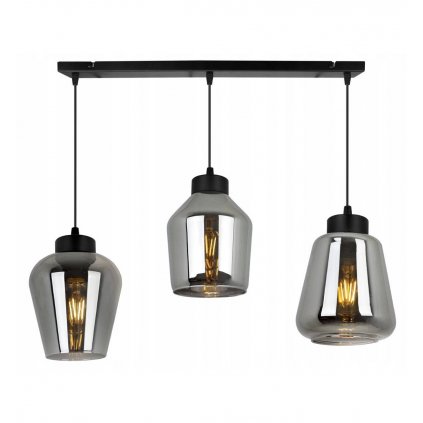 designerska lampa wiszaca na listwie rijeka grafitowe szklo