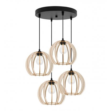 lampa wiszaca z kloszami drewnianymi timber podsufitka