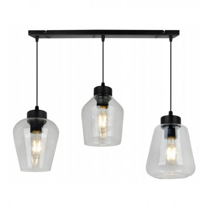 elegancka lampa rijeka wiszaca na listwie szklane klosze