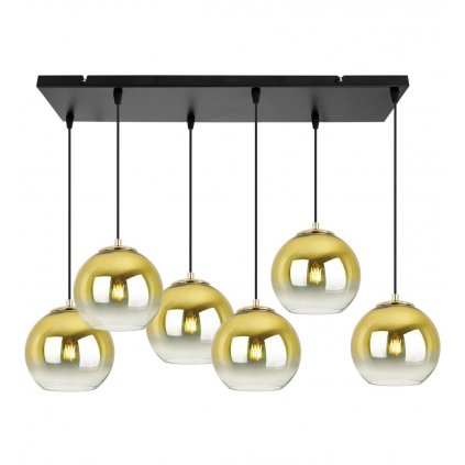 lampa wiszaca na szerokiej listwie zlote klosze bergen gold