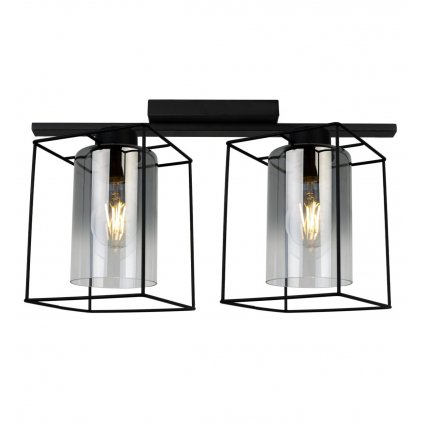 metalowa lampa sufitowa hella cage z kloszami z przydymionego szkla