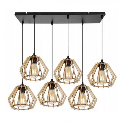 lampa wiszaca timber z drewnianymi geometrycznymi kloszami