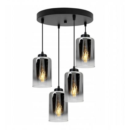 modna lampa wiszaca z kloszami z przydymionego szkla