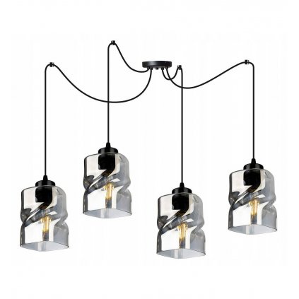 lampa wiszaca regulowana z wyjatkowymi kloszami ze szkla