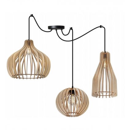 lampa pajak timber z azurowymi drewnianymi kloszami