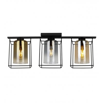 lapa sufitowa druciak hella cage z roznokolorowymi szklanymi kloszami