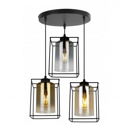 efektowna lampa hella cage z roznokolorowymi kloszami z barwionego szkla