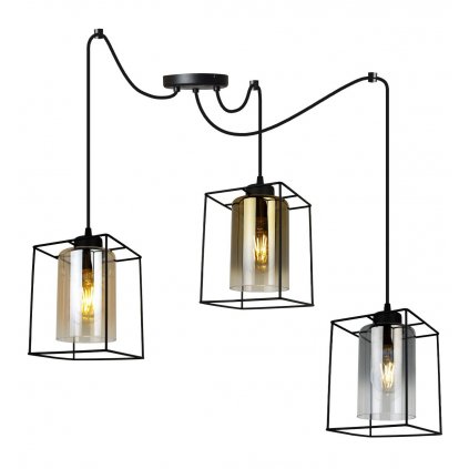 lampa wiszaca spider hella cage z roznokolorowymi szklanymi kloszami